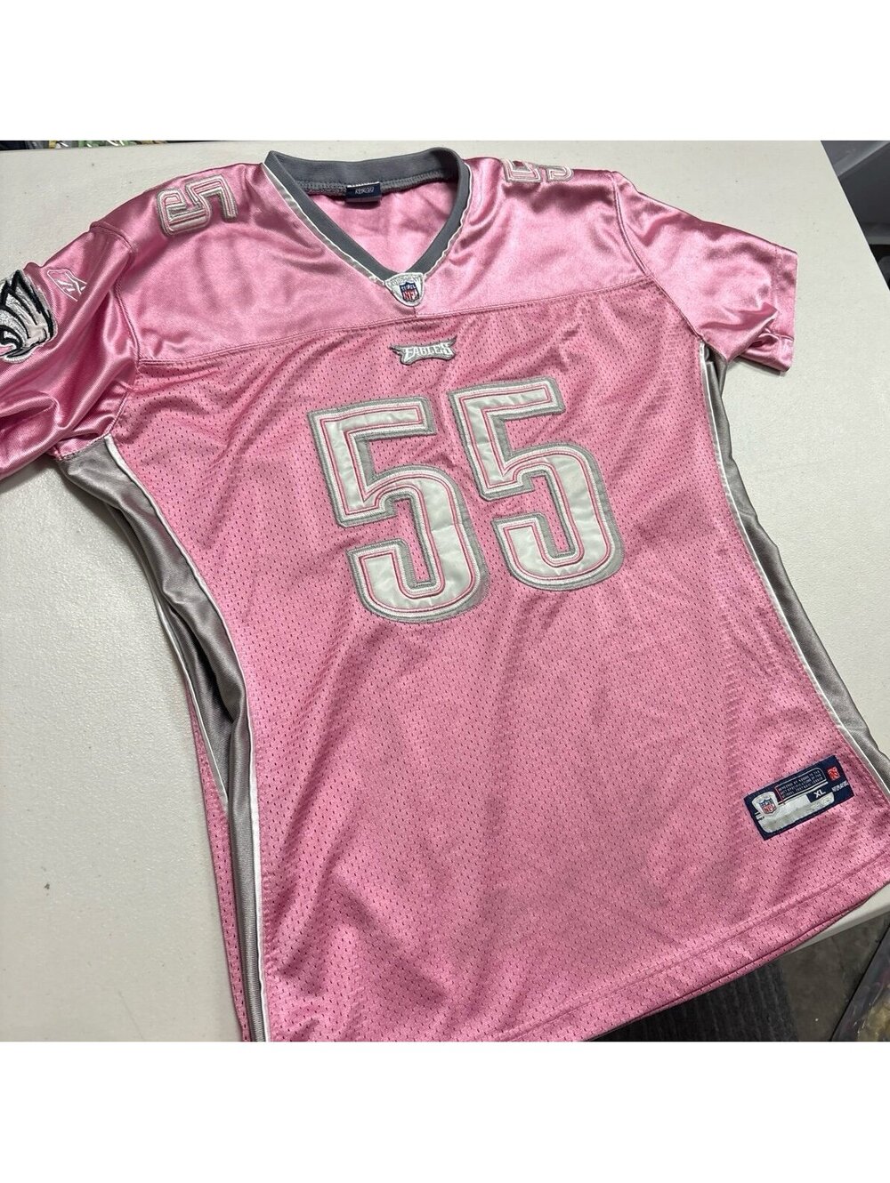 Philadelphia Eagles Stewart Bradley #55 Pink Jersey Womens XL Reebok Authentic